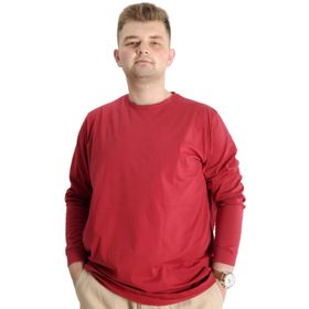 Mode XL 20103 Bordo Manşetli Uzun Kol Erkek T-Shirt