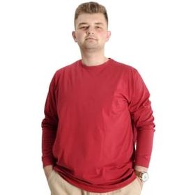 Mode XL 20103 Bordo Manşetli Uzun Kol Erkek T-Shirt