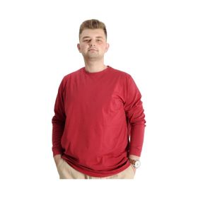 Mode XL 20103 Bordo Manşetli Uzun Kol Erkek T-Shirt