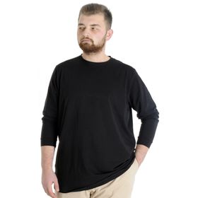 Mode XL 20103 Siyah Manşetli Uzun Kol Erkek T-Shirt