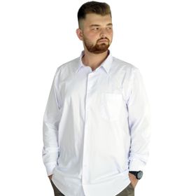 Mode XL 20350 Beyaz Klasik Cepli Likralı Erkek Gömlek