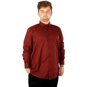 Mode XL 20350 Bordo Klasik Cepli Likralı Erkek Gömlek