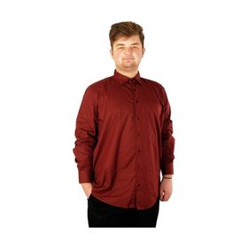 Mode XL 20350 Bordo Klasik Cepli Likralı Erkek Gömlek