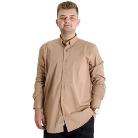 Mode XL 20351 Kahverengi Klasik Likralı Erkek Gömlek
