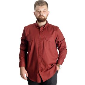 Mode XL 20360 Bordo Uzun Kol Gabardin Çift Cep Erkek Gömlek