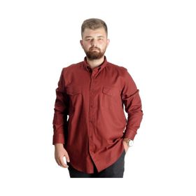 Mode XL 20360 Bordo Uzun Kol Gabardin Çift Cep Erkek Gömlek