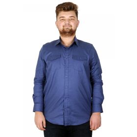 Mode XL 20360 İndigo Uzun Kol Gabardin Çift Cep Erkek Gömlek