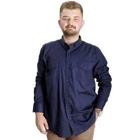 Mode XL 20360 Lacivert Uzun Kol Gabardin Çift Cep Erkek Gömlek