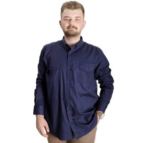 Mode XL 20360 Lacivert Uzun Kol Gabardin Çift Cep Erkek Gömlek