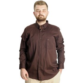 Mode XL 20366 Kahverengi Uzun Kol Cepli Oxford Erkek Gömlek