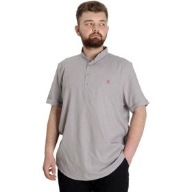 Mode XL 20387 Açık Gri Hakim Yaka Erkek T-Shirt