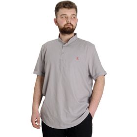Mode XL 20387 Açık Gri Hakim Yaka Erkek T-Shirt
