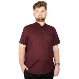 Mode XL 20387 Bordo Hakim Yaka Erkek T-Shirt