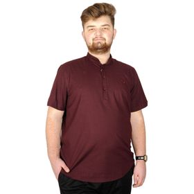 Mode XL 20387 Bordo Hakim Yaka Erkek T-Shirt