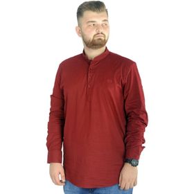 Mode XL 20388 Bordo Keten Likralı UKol Hakim Yaka Erkek Gömlek
