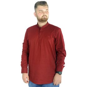 Mode XL 20388 Bordo Keten Likralı UKol Hakim Yaka Erkek Gömlek