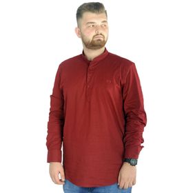 Mode XL 20388 Bordo Keten Likralı UKol Hakim Yaka Erkek Gömlek