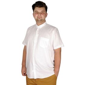 Mode XL 20389 Beyaz Keten Likralı Cepli Erkek Gömlek