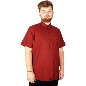 Mode XL 20389 Bordo Keten Likralı Cepli Erkek Gömlek