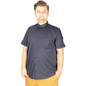 Mode XL 20389 Lacivert Keten Likralı Cepli Erkek Gömlek