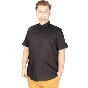 Mode XL 20389 Siyah Keten Likralı Cepli Erkek Gömlek