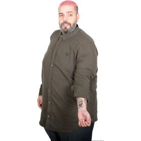 Mode XL 20396 Haki Uzun Kollu Keten Erkek Gömlek