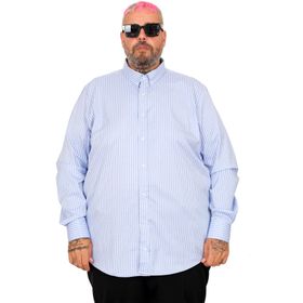 Mode XL 20399 Açık Mavi Saten Çizgili Erkek Gömlek