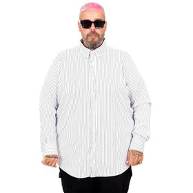 Mode XL 20399 Beyaz Saten Çizgili Erkek Gömlek
