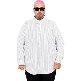 Mode XL 20399 Beyaz Saten Çizgili Erkek Gömlek