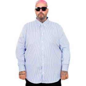 Mode XL 20399 İndigo Saten Çizgili Erkek Gömlek