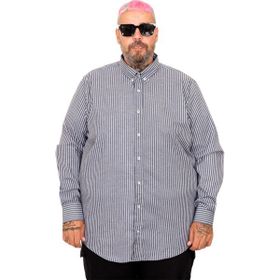 Mode XL 20399 İndigo Saten Çizgili Erkek Gömlek