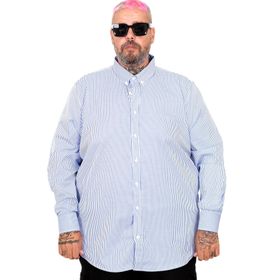 Mode XL 20399 İndigo Saten Çizgili Erkek Gömlek