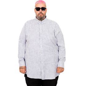 Mode XL 20399 Koyu Mavi Saten Çizgili Erkek Gömlek