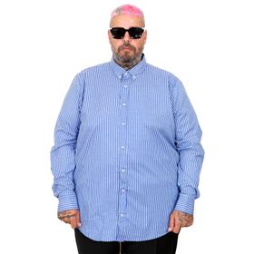 Mode XL 20399 Saks Saten Çizgili Erkek Gömlek