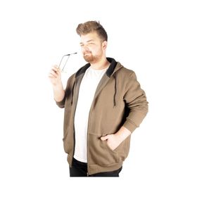 Mode XL 20543 Haki Kapüşonlu Erkek Sweatshirt