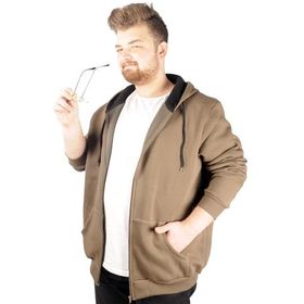 Mode XL 20543 Haki Kapüşonlu Erkek Sweatshirt