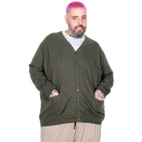 Mode XL 20548 Haki Vanize Selanik Düğmeli Erkek Hırka