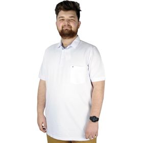 Mode XL 20552 Beyaz Cepli Klasik Pike Polo Yaka Erkek T-shirt