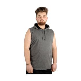 Mode XL 21125 Antramelanj Basic Kapüşonlu Erkek T-Shirt