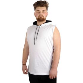 Mode XL 21125 Beyaz Basic Kapüşonlu Erkek T-Shirt