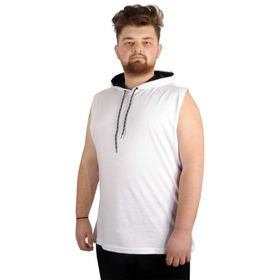 Mode XL 21125 Beyaz Basic Kapüşonlu Erkek T-Shirt