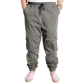 Mode XL 21911 Valencia Haki Keten Kargo Erkek Jogger Pantolon