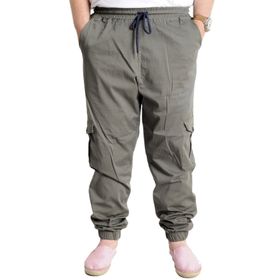 Mode XL 21911 Valencia Haki Keten Kargo Erkek Jogger Pantolon