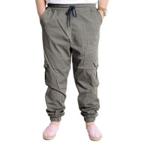 Mode XL 21911 Valencia Haki Keten Kargo Erkek Jogger Pantolon