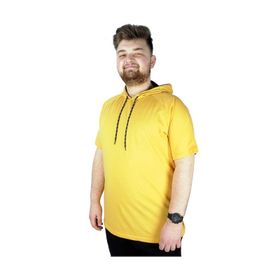 Mode XL 22117 Hardal Kapüşonlu Erkek T-shirt