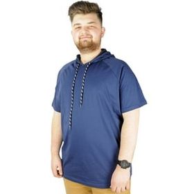 Mode XL 22117 İndigo Kapüşonlu Erkek T-shirt