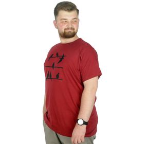 Mode XL 22172 Birds Bordo Erkek T-shirt