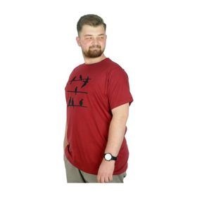 Mode XL 22172 Birds Bordo Erkek T-shirt