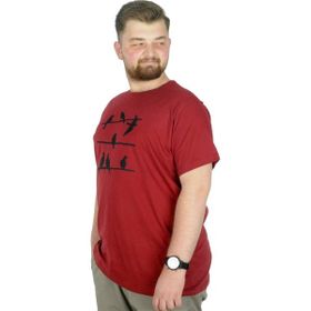Mode XL 22172 Birds Bordo Erkek T-shirt