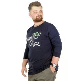 Mode XL 22201 Stop Waiting Lacivert Erkek T-shirt